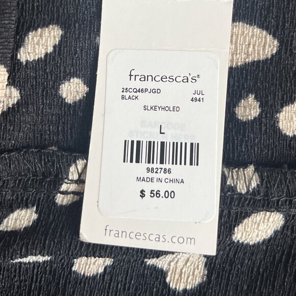 NWT Francesca’s Ridley Keyhole Midi Dress Black Tan Dot Print Size Large - Picture 8 of 9